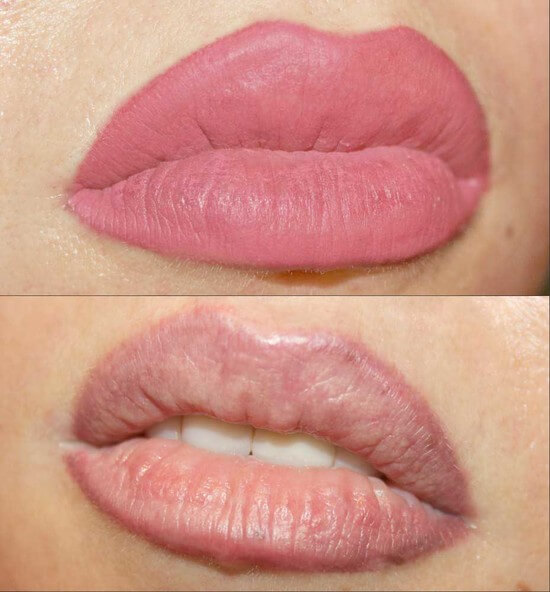 Перманентный макияж губ персиковый цвет - 64 фото