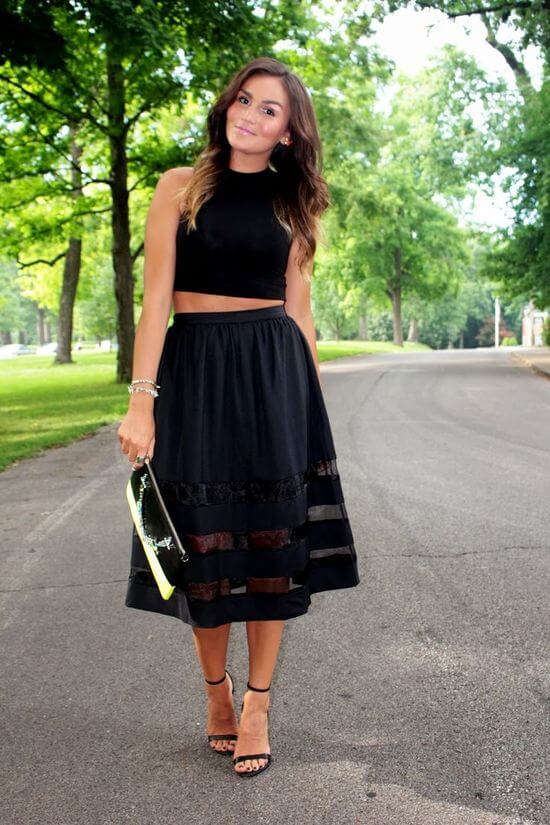 Черная длинная юбка с чем носить летом