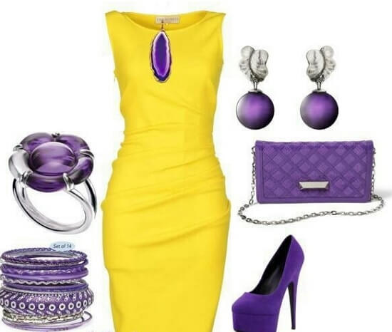 Платье фиолетова желтое